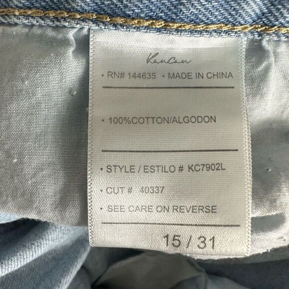 Kancan Sierra High Rise Straight Leg Distressed Jeans Women 15/31 Lightwash Blue - Picture 6 of 11